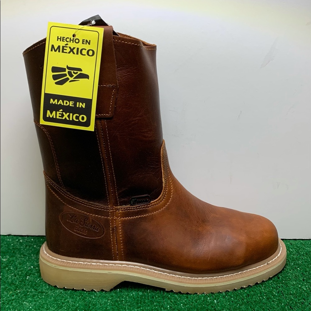 Mens Construction Work STEEL TOE Boots Pull On Leather Strong Sole Casquillo 104 - Picture 3 of 6